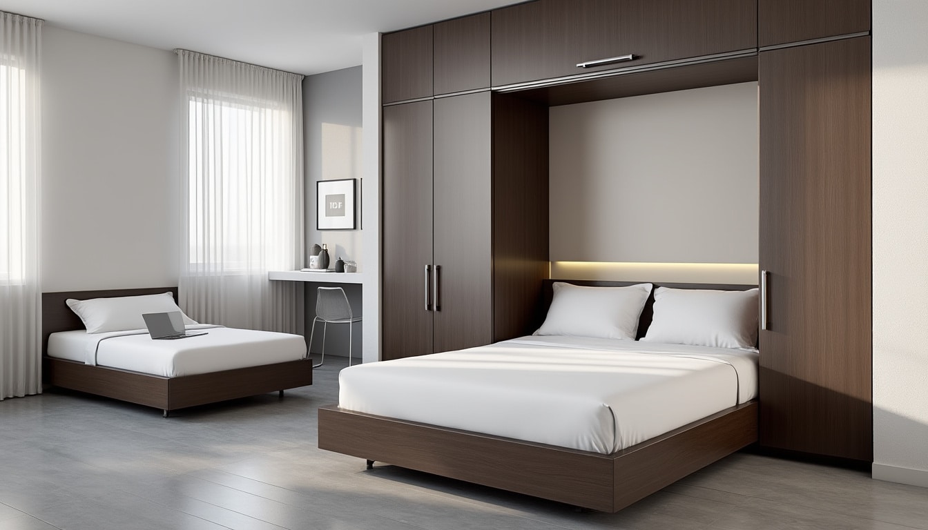 Lit escamotable double ou simple : les encombrements